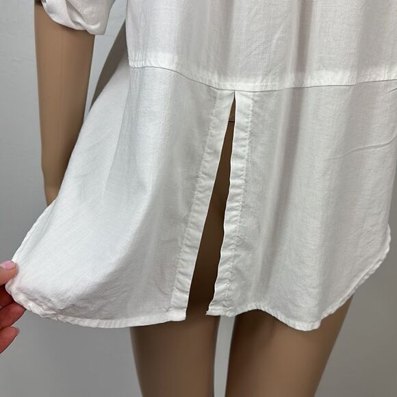 Cloth & Stone White High Low Hem Button Down Shirt Size S - Picture 6 of 12